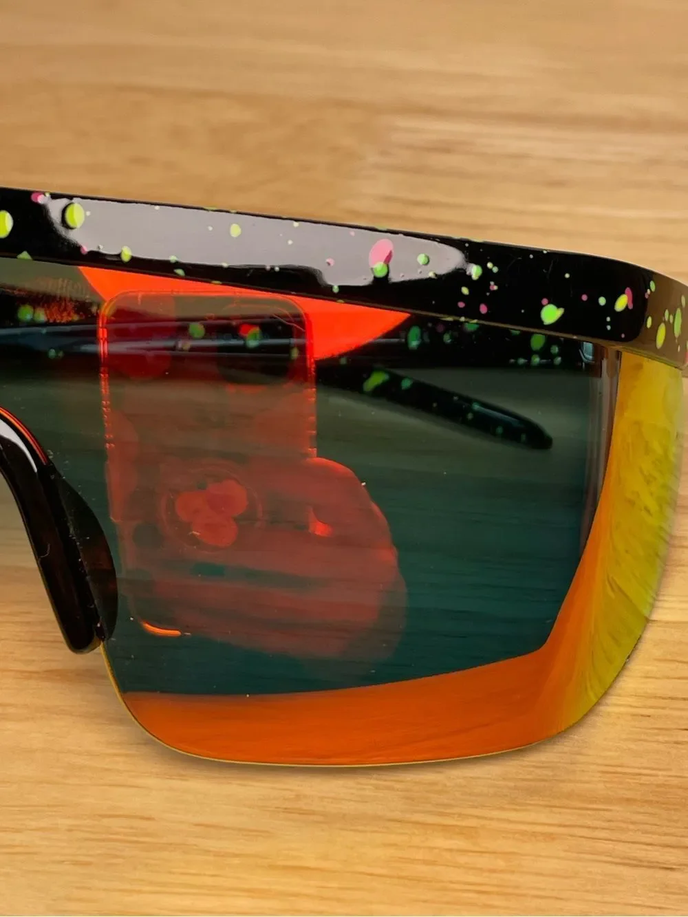 Tipsy Elves Neon Retro Splatter Print Performance Sunglasses - Unisex -80’s Vibe